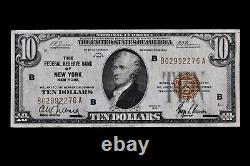 $10 1929 brown seal Federal Reserve Bank Note B02992276A ten dollar, New York