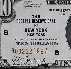 $10 1929 brown seal Federal Reserve Bank Note B03222499A ten dollar, New York