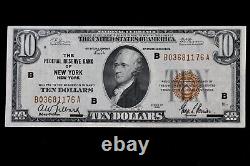 $10 1929 brown seal Federal Reserve Bank Note B03681176A ten dollar, New York