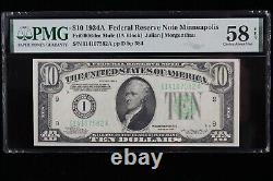 $10 1934A Mule PMG58 EPQ FRN I14107582A series A, bp 584, ten dollar Minneapolis