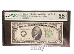 $10 1934A PMG58 EPQ FRN series B Block Ten Dollars New York STAR NOTE Julian New