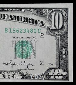 $10 1950 CU Narrow Federal Reserve Note B15623480C plain series, NY, ten dollar