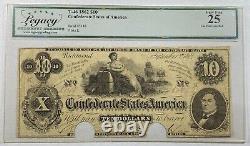 1862 $10 Ten Dollar Bill Confederate Note T-46 Legacy Very Fine 25 Cancelled