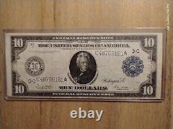 1913 $10 Dollar Federal Reserve Note 3 C Philadelphia