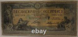 1917 $10 Canadian Bank of Commerce Ten Dollar Note Bill Small Logan/CBN #A062164