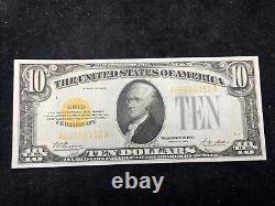 1928 $10 Ten Dollars Gold Certificate U. S. Currency Note Vf/xf