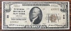 1929 Ten Dollar Bill $10 National Currency New York NY #75613