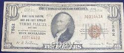 1929 Ten Dollar Bill $10 National Currency Note circ. Terre Haute IN #51969