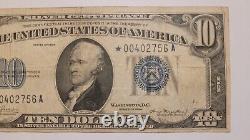 1934 $10 Silver Certificate Blue Star Seal Note Early Serial Number