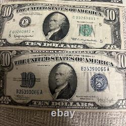 1934 $10 Ten Dollar Bill Silver Certificate Vintage Note Blue Seal B3539006a