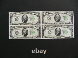 1934 A Series Ten Dollars 4 Consecutive Federal Reserve Notes Nice