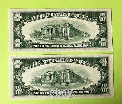 1950 B Chicago, IL $10 Ten Dollar 2 Sequential STAR Notes Very Rare Uncirculated