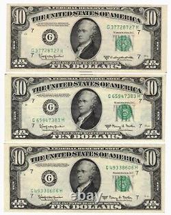 1950-D 1950-E and 1950-E $10 Ten Dollar Federal Reserve Notes Nice Crisp AU/CU