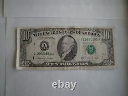 1988A $10 ten rare numbers 555 Dollar Federal Reserve Note Vintage lucky