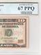 2009 10$ Ten Dollar Note Near Solid Fancy Serial Number 66666618 Pcgs 67 Ppq