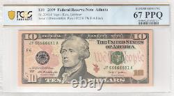 2009 10$ Ten Dollar Note Near Solid Fancy Serial Number 66666681 PCGS 67 PPQ
