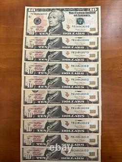 29 Uncirculated $10.00 TEN Dollar Bills Series 2017A $10 Sequential Notes. Crisp