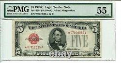 FR 1528 STAR 1928C $5 Legal Tender Note PMG 55 About Uncirculated