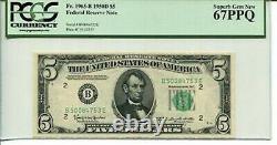 FR 1965-B 1950D $5 Fed Reserve Note 67 PPQ SUPERB GEM NEW