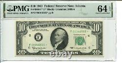 FR 2016-F Star 1963 $10 Federal Reserve Note PMG 64 EPQ Choice Uncirculated