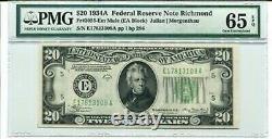 FR 2055-E Mule 1934 A $20 Federal Reserve Note 65 Gem Uncirculated EPQ
