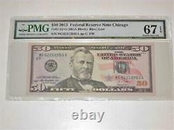 FR 2132-G 2013 $50 Federal Reserve Note PMG 67 EPQ SUPERB GEM UNC 1 OF 4