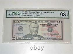 FR 2132-G 2013 $50 Federal Reserve Note PMG 68 EPQ SUPERB GEM UNC 3 OF 5