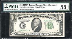 Fr. 2007-d 1934-b $10 Ten Dollars Frn Federal Reserve Note Pmg Au-55epq
