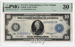 Fr. 931A 1914 $10 Ten Dollars Federal Reserve Note Chicago PMG 30