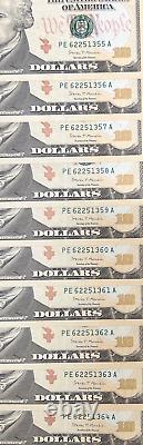 Lot of 10 Uncirculated $10 Ten Dollar Bills Series 2017A Sequential Notes Lot #3
