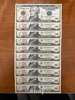 Lot of 51 NEW Uncirculated $10 TEN Dollar Bill Series 2017A Sequential Notes