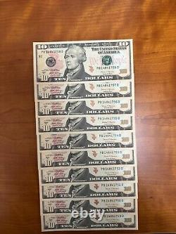 Lot of 51 NEW Uncirculated $10 TEN Dollar Bill Series 2017A Sequential Notes