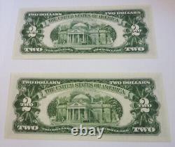 Lot of TEN Sequential 1963 Red Seal $2 Two Dollar Bills Notes FRN Uncirculated