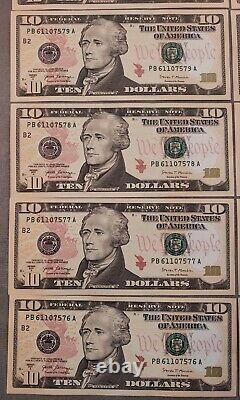 NEW TEN Dollar Bills, SERIES 2017A $10 Sequential Notes LOT of 14