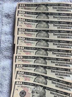 NEW Uncirculated TEN Dollar Bills Series 2017A $10 Sequential Notes Lot of 20