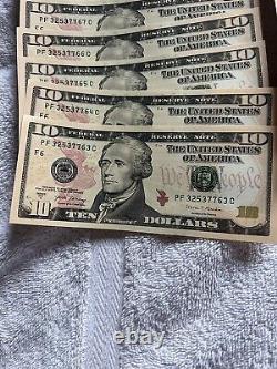 NEW Uncirculated TEN Dollar Bills Series 2017A $10 Sequential Notes Lot of 20
