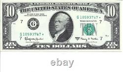 TEN DOLLARS $10 1963 A STAR NOTE CHICAGO (G) Serial number G10593747