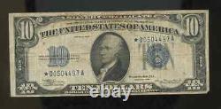 Ten Dollar Bill 1934 Blue Seal Star Note 10.00 00504497a Plus Error Alignment