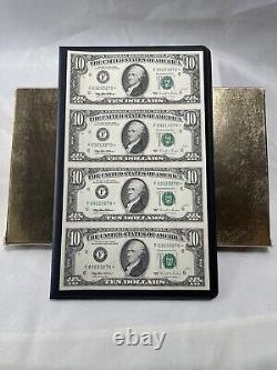 Uncut $10 Ten Dollar US Fed Res STAR Notes 1995 Series Sequential Serial #