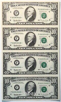 United States 1995 UNC 10 Dollar Star Notes Uncut Sheet Atlanta In Folder