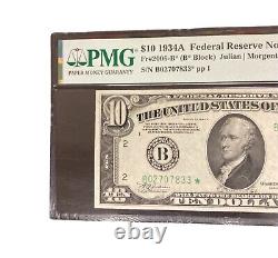 $10 1934A PMG58 EPQ FRN série B Bloc Dix Dollars New York NOTE ÉTOILE Julian New