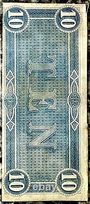 1864 10 $ CSA, Billet de dix dollars des États confédérés d'Amérique, non circulé