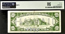 1934A 10 $ (dix dollars) Hawaii Fr # 2303 (LBlock) Issue d'urgence de la Seconde Guerre mondiale PMG 20 VF