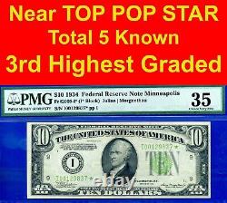 1934 $10 FRN Minneapolis étoile PMG 35 3ème étoile la mieux notée 5 Fr 2005-I connus