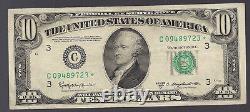1950-d $10 Star Frn Federal Reserve Note Philadelphia, Pa Rare translates to:
1950-d Billet de réserve fédérale de 10 $ Star Frn de Philadelphie, Pennsylvanie, Rare.