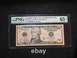 2004 Un billet de 10 dollars de la Réserve fédérale avec une étoile PMG Gem Unc 65 EPQ Nouveau billet de 10 dollars de New York