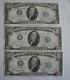 3 Billets De 10 Dollars De 1950 En Séquence Du Federal Reserve Note, Monnaie Vintage Des États-unis