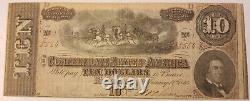 61 Billet de dix dollars confédéré de 1864 avec numéro de série, signé à Richmond