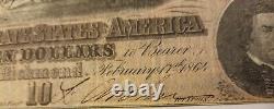 61 Billet de dix dollars confédéré de 1864 avec numéro de série, signé à Richmond