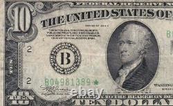 B04981389 1934a Dix Dollars Billet de Réserve Fédérale Étoile en Bonne Condition